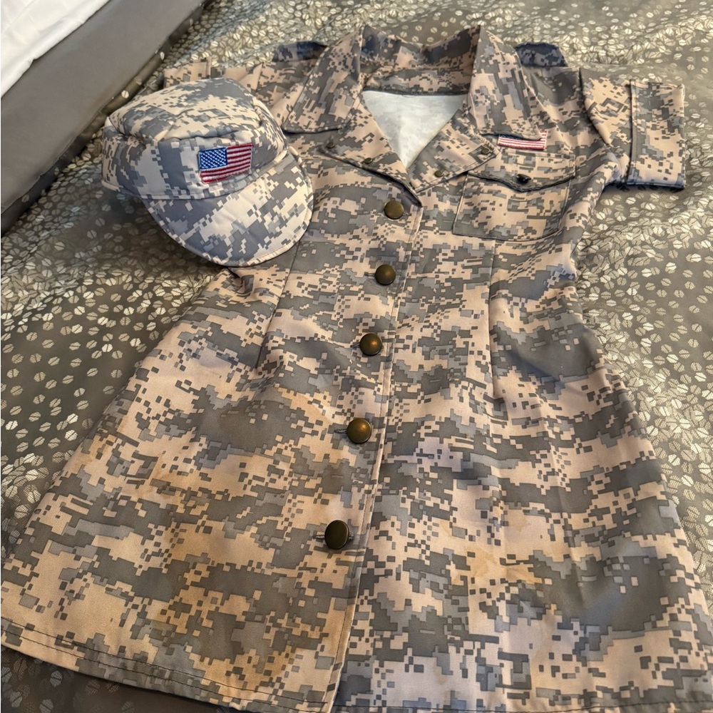 Spirit Desert Dolly Womens Costume / Army Military - Tan and Black - Picture 2 of 7